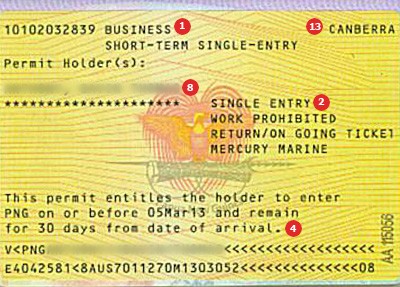Papua New Guinea Visa example